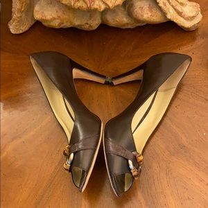 Ann Taylor brown leather heels 8 1/2 -Made in Brazil